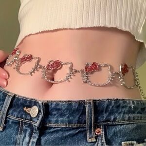 Sanrio Silver and Red Hello Kitty Belt